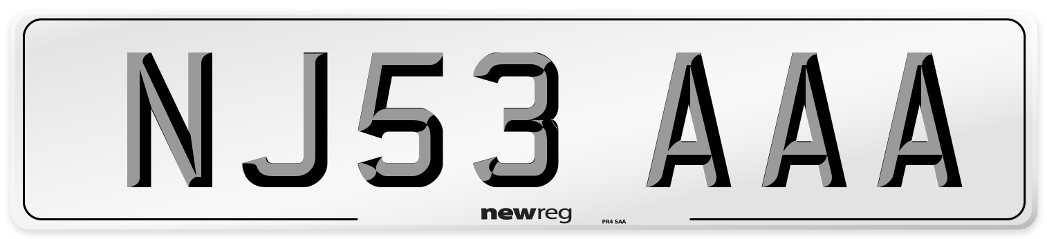 NJ53 AAA Number Plate from New Reg